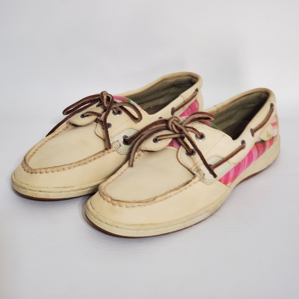 Sperry Women's Boat Shoes Cream and Pink